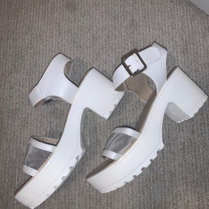 Koi Footwear White Mesh Chunky Platform Sandals